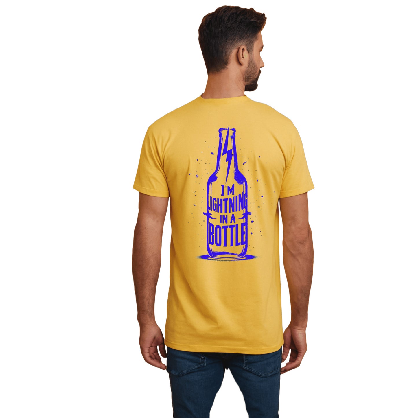 Yellow 'Lightning in the Bottle' on back T-shirt