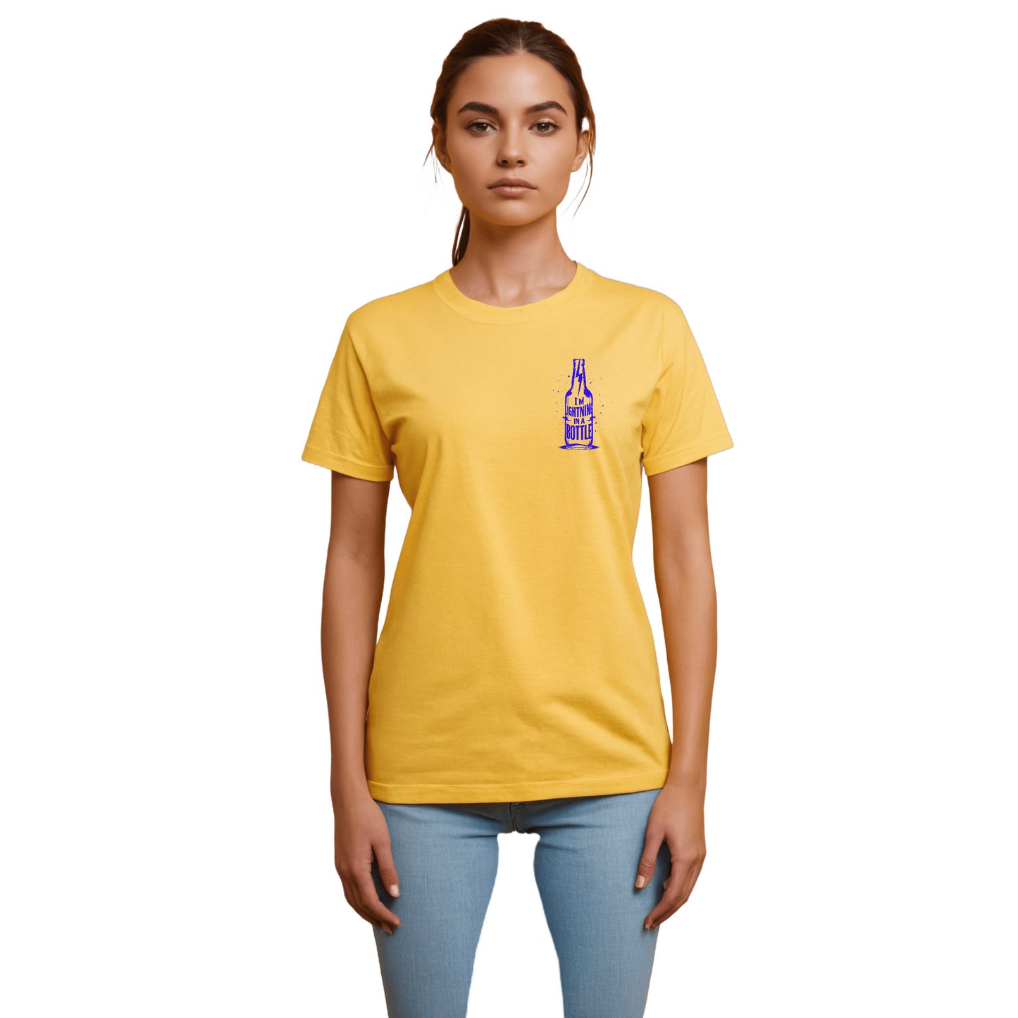 Yellow 'Lightning in the Bottle' in front T-shirt